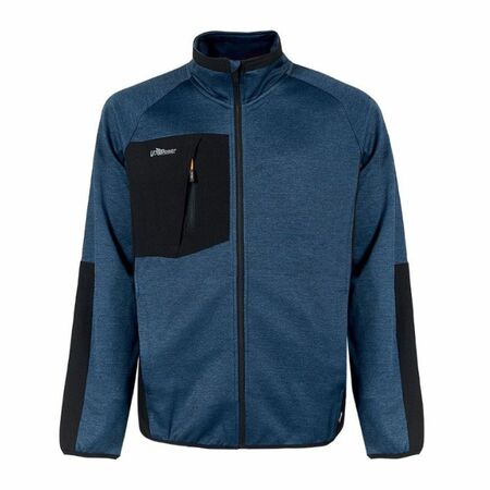 Felpa U Power Hull EY366DB da lavoro full zip, felpata con collo alto, tessuto tecnico, taglia M, colore Deep Blue