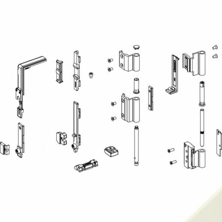 Meccanismo base GS990 Giesse per chiusura anta a ribalta, profilo Allco5, manovra cremonese, portata 100 Kg, Acciaio e Zama finitura Avorio Ral 1013