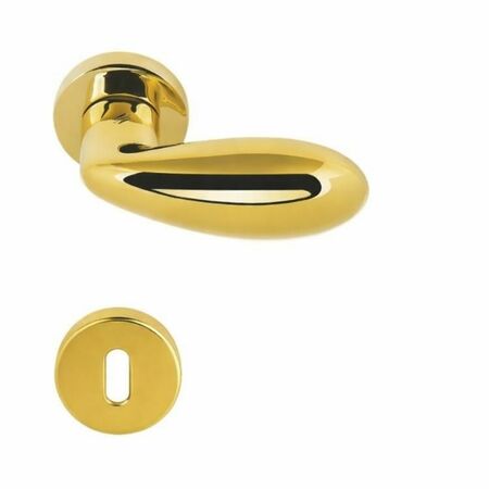 Maniglia Drop LC45 R Colombo Design per porta, rosetta e bocchetta tonda 50x10 mm, foro Patent, finitura Oroplus