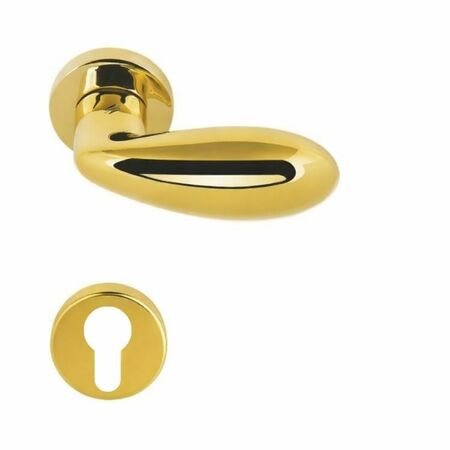 Maniglia Drop LC45 RY Colombo Design per porta, rosetta e bocchetta tonda 50x10 mm, foro Yale, finitura Oroplus