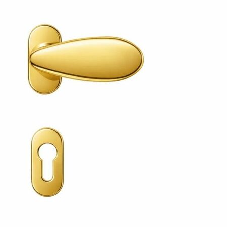 Maniglia Drop LC45 RSMY Colombo Design per porta, rosetta e bocchetta ovale 62x28x7,5 mm, foro Yale, finitura Oroplus