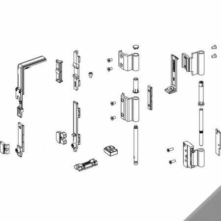 Meccanismo base GS990 Giesse per chiusura anta a ribalta, profilo Allco5, manovra cremonese, portata 100 Kg, Acciaio e Zama finitura Argento Giesse 376