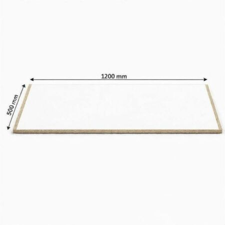 Fondino in legno per Legrabox, larghezza 1200 mm, profondità 500 mm, spessore 16 mm, bordato e preforato, finitura Bianco W1000