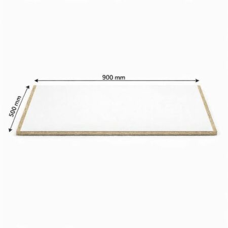 Fondino in legno per Legrabox, larghezza 900 mm, profondità 500 mm, spessore 16 mm, bordato e preforato, finitura Bianco W1000