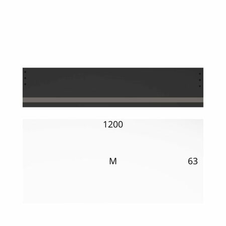 Schienale in legno modello M per Legrabox, larghezza 1200 mm, altezza 63 mm, spessore 16 mm, bordato e preforato, finitura Grigio Diamante