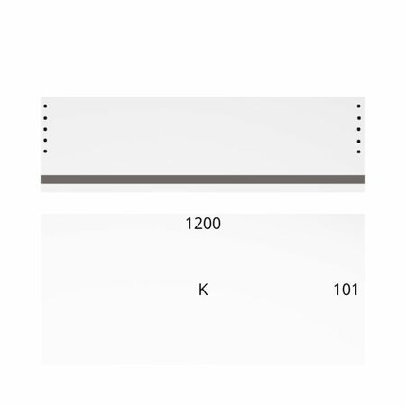 Schienale in legno modello K per Legrabox, larghezza 1200 mm, altezza 101 mm, spessore 16 mm, bordato e preforato, finitura Bianco W1000