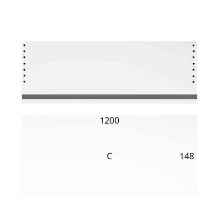 Schienale in legno modello C per Legrabox, larghezza 1200 mm, altezza 148 mm, spessore 16 mm, bordato e preforato, finitura Bianco W1000