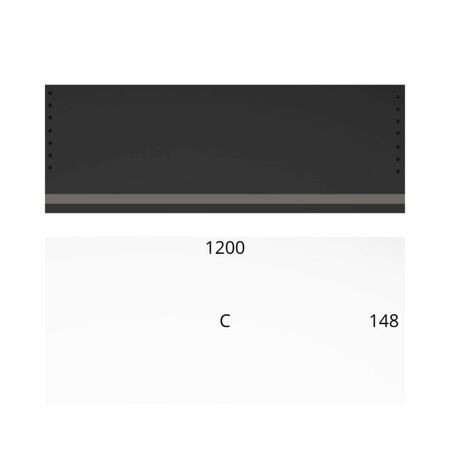 Schienale in legno modello C per Legrabox, larghezza 1200 mm, altezza 148 mm, spessore 16 mm, bordato e preforato, finitura Grigio Diamante