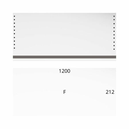 Schienale in legno modello F per Legrabox, larghezza 1200 mm, altezza 212 mm, spessore 16 mm, bordato e preforato, finitura Bianco W1000