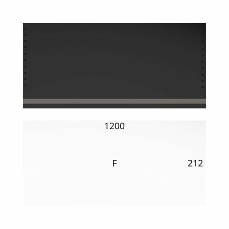 Schienale in legno modello F per Legrabox, larghezza 1200 mm, altezza 212 mm, spessore 16 mm, bordato e preforato, finitura Grigio Diamante