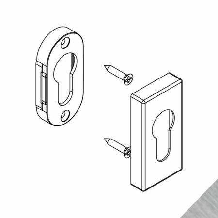 Bocchetta rettangolare foro Yale 02431 Giesse per porta, dimensione 61,5x31x10 mm, Alluminio finitura Trend BE Cromosat