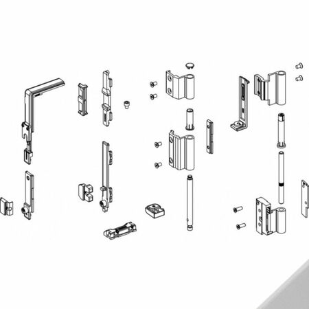Meccanismo base GS990 Giesse per chiusura anta a ribalta, profilo Allco5, manovra cremonese, portata 100 Kg, Acciaio e Zama finitura Argento 020