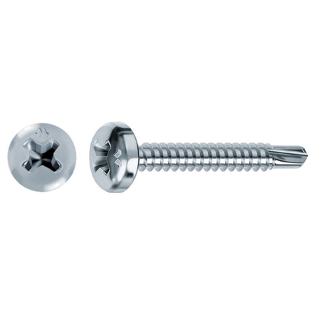 Vite TC Drillex Mustad per metallo, autoforante, impronta PH2, filetto totale, dimensioni 4,8x80 mm, finitura Zincata Bianca