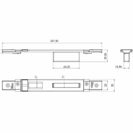 Contropiastra regolabile Performa 038632 Iseo per profilo All.co, frontale piatto 30x247,5 mm, materiale Zama finitura Nero