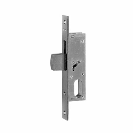 Serratura da infilare 7662020 per montanti, cilindro ovale, frontale 230x20x3 mm, Acciaio Cromato
