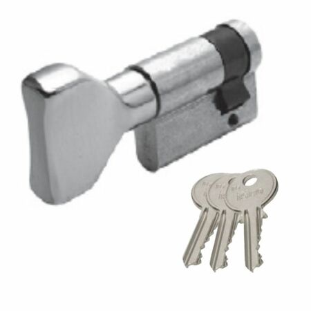 Mezzo cilindro F5 Iseo per serratura, profilo standard, con pomolo piatto, lunghezza 45 mm P35-10, finitura Ottone Nichelato