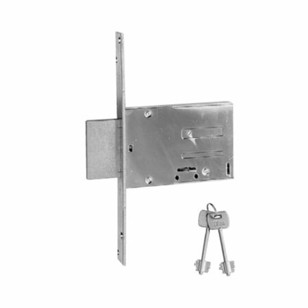 Serratura Iseo per inferriata e porta in ferro, chiusura laterale, catenaccio rettangolare, entrata 52 mm, frontale 240x25x3, Acciaio finitura Zincato