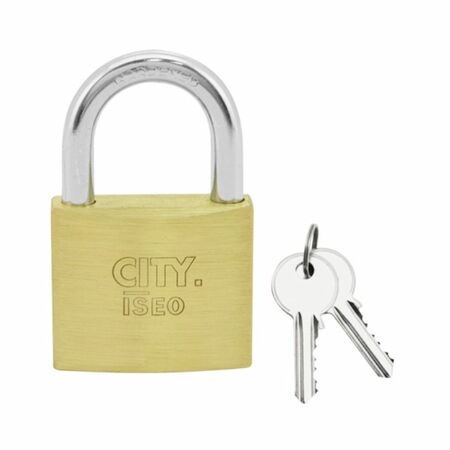 Lucchetto serie City arco normale Iseo, larghezza esterna 40 mm, diametro 6,3 mm, finitura Ottone Smerigliato