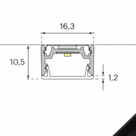 Profilo illuminazione Moove 1 LS led 2700K-4000K, lunghezza 3000 mm, potenza 30W, dimensione 16,30x10,50 mm, Alluminio finitura Nero Anodizzato