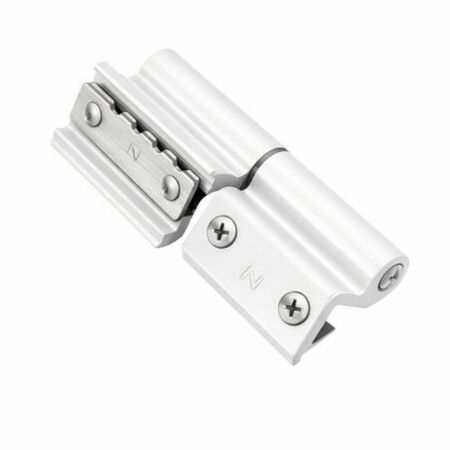 Cerniera a 2 ali Morsa+ Savio 1123.11 per profilo R40/50 terza anta, portata 80-90 Kg, finitura Bianco Ghiaccio