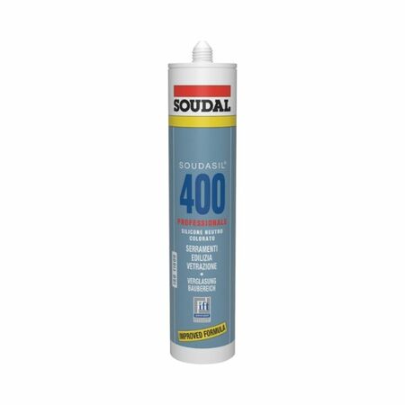 Silicone Soudasil 400 Soudal per vetrazione e serramento, neutro, cartuccia 310 ml, finitura Grigio Scuro
