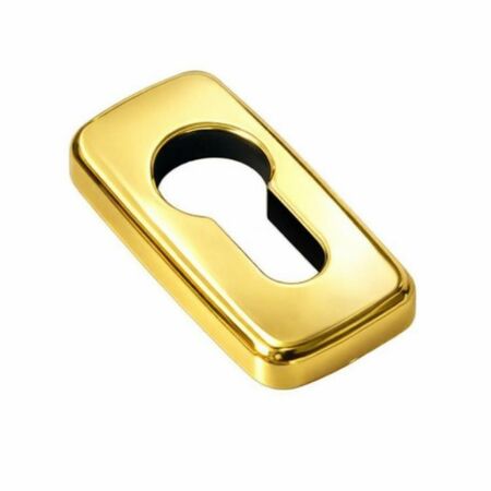 Mostrina rettangolare Savio 874.804 per porta, foro yale, dimensione 57x28x8 mm, Zama finitura PVD H Oro Lucido