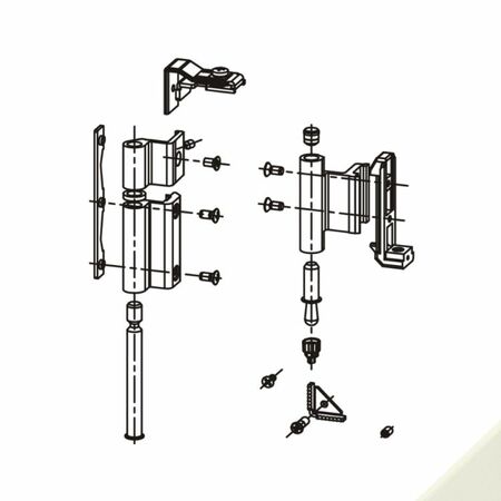 Kit cerniera Ribanta 4 Savio 3000.830 per anta affiancata, profilo CU, Alluminio e Zama finitura Avorio