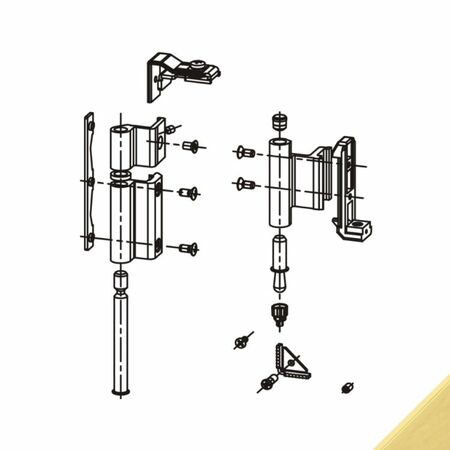Kit cerniera Ribanta 4 Savio 3000.830 per anta affiancata, profilo CU, Alluminio e Zama finitura PVD H Oro Lucido