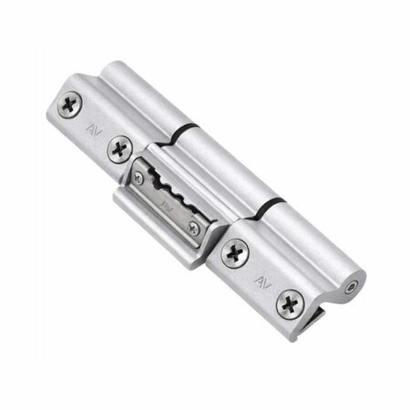 Cerniera a 3 ali Morsa Savio 1122.1 per profilo CU, portata 90-100 kg, altezza 140 mm, Alluminio finitura Argento Verniciato