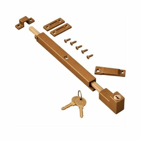 Paletto a spinta Quadrotto Savio 1570.53 da applicare, con cilindro di sicurezza, lunghezza 250 mm, finitura Bronzo Verniciato