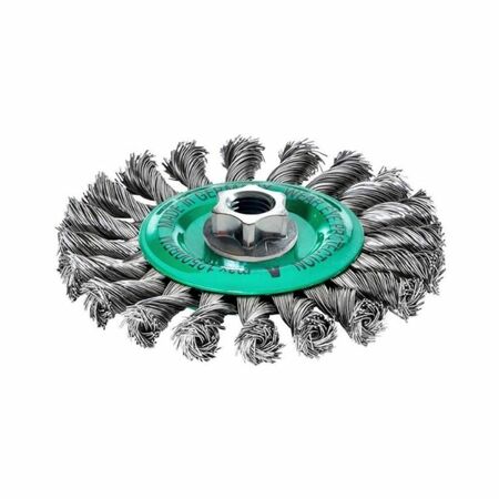 Spazzola circolare Milwaukee per smerigliatrice, filo intrecciato, filetto M14, diametro 125x14 mm, filo 0,50 mm, materiale Acciaio Inox