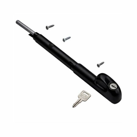 Paletto a spinta Sicuro Savio 1572.53/25 da applicare, con cilindro di sicurezza, lunghezza 250 mm, finitura Nero Gloss 10