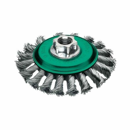 Spazzola conica Milwaukee per smerigliatrice, filo intrecciato, filetto M14, diametro 115x12 mm, filo 0,50 mm, materiale Acciaio Inox