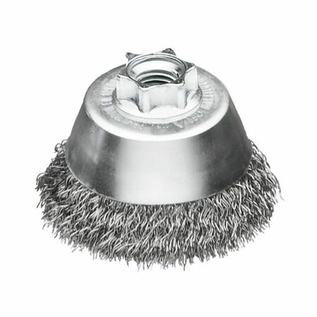 Spazzola a tazza Milwaukee per smerigliatrice, filo ondulato, filetto M14, diametro 65 mm, filo 0,35 mm, materiale Acciaio