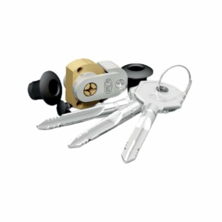 Cilindro a spillo 4054.1 Omec per serratura, con supporto, 3 chiavi, completo di 2 borchie