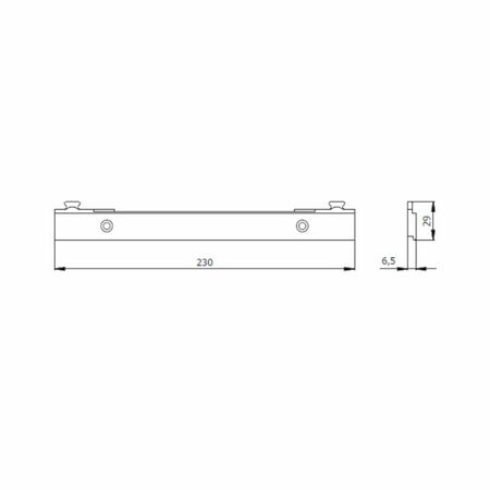 Spessore laterale 0744 N Omec per contropiastra regolabile, dimensione 230x6,5 mm, materiale Nylon finitura Nero