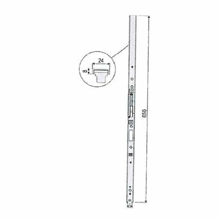 Prolunga superiore F84504.DX.15 AGB destra per incontro catenaccio passante canalino 16/12, interasse 650 mm, asse 13 mm
