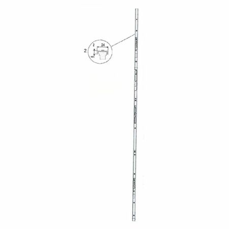 Catenaccio passante F89721.00.15 AGB destro per serramento in legno canalino 16/12, frontale U 24x8 mm, altezza 2100-2350 mm