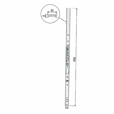 Prolunga superiore FT8911.15.02 AGB destra per incontro catenaccio passante, interasse 650 mm, asse 13 mm