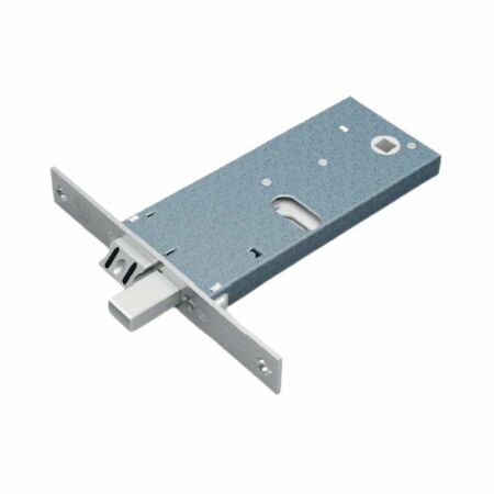 Serratura da infilare 782 TT Omec per fascia, entrata 70 mm, frontale 14,6 mm, foro ovale, mandata e scrocco regolabile, scatola 64 mm, finitura Acciaio Inox