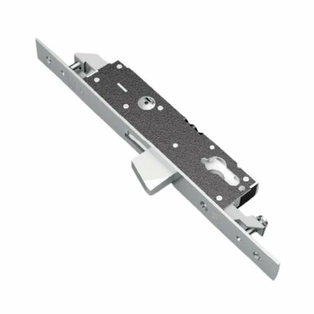Serratura triplice da infilare 1411 Omec per montante, entrata 30 mm, solo catenaccio, frontale 300x25 mm, finitura Acciaio Inox