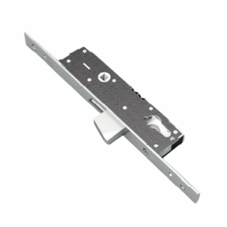 Serratura da infilare 1401 Omec per montante, entrata 30 mm, solo catenaccio, frontale 300x25 mm, finitura Acciaio Inox