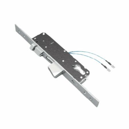 Elettroserratura da infilare 1408 per montante, entrata 30 mm, scrocco e catenaccio, frontale 300x25, finitura Acciaio Inox