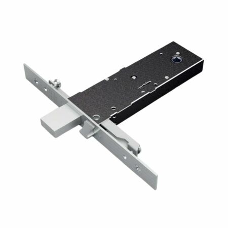 Serratura triplice da infilare 5980F Omec per fascia, entrata 90 mm, catenaccio e scrocco, scatola da 57 mm, doppia mappa, frontale da 22 mm, finitura Acciaio Inox