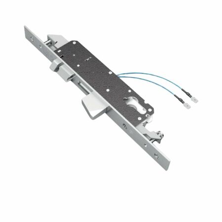 Elettroserratura triplice da infilare 1418 per montante, entrata 25 mm, scrocco e catenaccio, frontale 300x25, finitura Acciaio Inox
