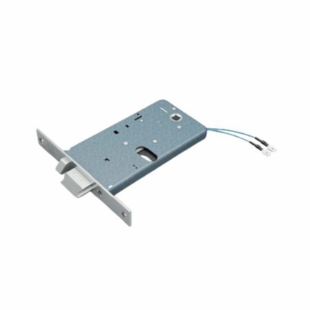 Elettroserratura da infilare 877 Omec per Fascia, entrata 80 mm, foro ovale, frontale da 16 mm, scatola da 78 mm, scrocco e mandata, finitura Acciaio inox