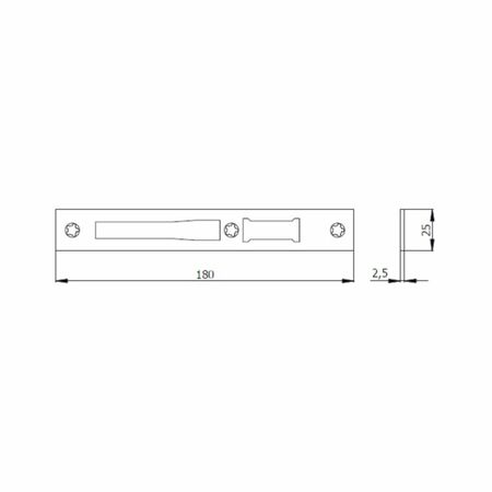 Contropiastra piana 02546X Omec per serratura, dimensione 180x25x2,5 mm, materiale Acciaio Inox