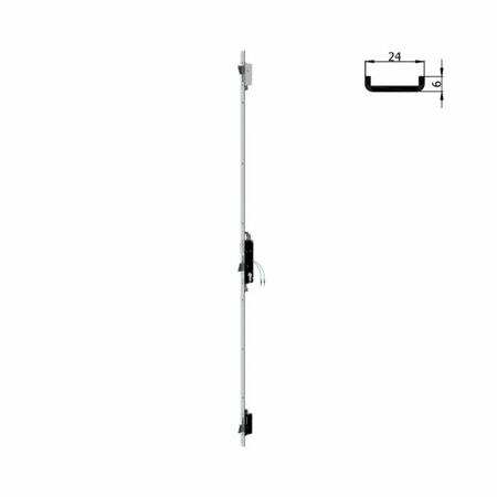 Elettroserratura Multipunto 1508 Omec per montante, entrata 30 mm, 3 catenacci basculanti e scrocco, altezza 1570 mm, frontale U 24x6 mm, Acciaio Inox