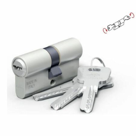 Cilindro frizionato 222 Omec per serratura, profilo europeo, lunghezza 60 mm 30-30, finitura Nichelato