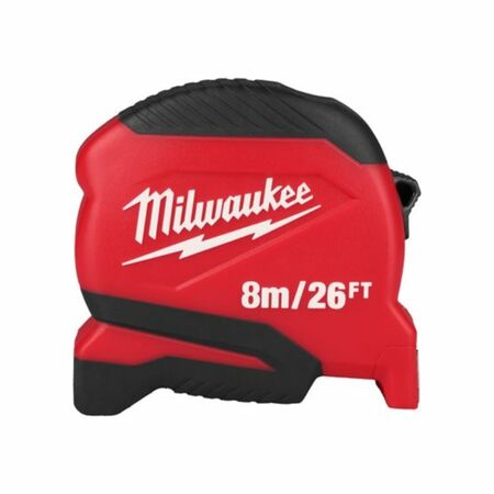 Flessometro Compact Gen 2 Milwaukee, nastro rinforzato, larghezza lama 25 mm, lunghezza 8000 mm-26 piedi